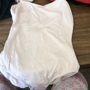 Bloch ballet pink spaghetti strap leotard.